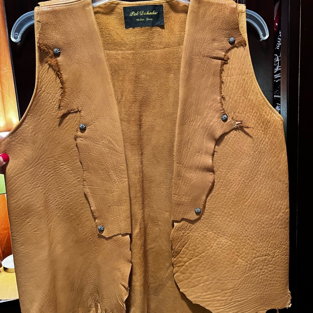Genuine Leather Vest with Button Details